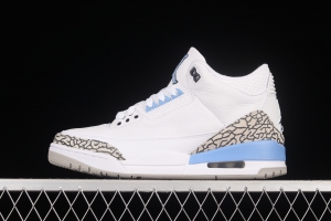 Air Jordan 3 UNC AJ3 Joe 3 North Carolina blue white burst blue crack in the basketball shoes CT8532-104