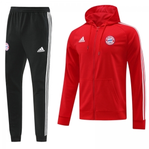 2023 Bayern Munich Red Hoodie Full Zipper Tracksuit