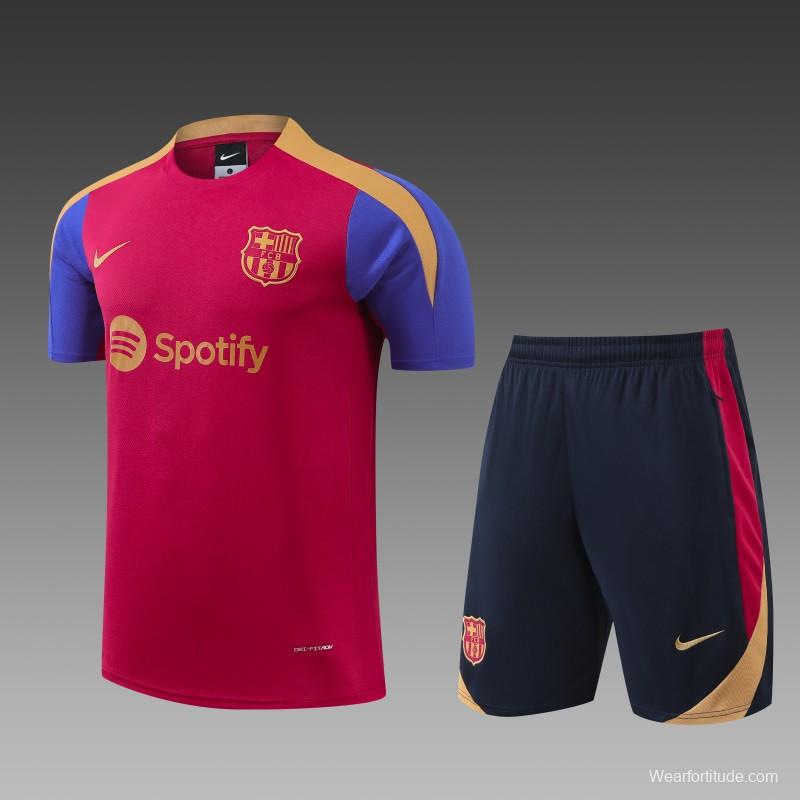 23/24 Barcelona Red/Navy Short Sleeve Jersey+Shorts